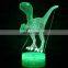 3D Illusion Lampara Dinosaur Shape Led Light 7 Color Changing Lamp