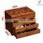 Vintage Clover Carved 4 Layer  Antique Wooden Jewelry Box Organizer Boxes