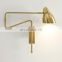 Adjustable Bedroom Bedside Light Swing Arm Hotel Modern Indoor Iron Wall Lamps