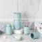 Luxury Family Creative Soap Dispenser Toothbrush Holder Tumbler Soap Dish toieltbrush holder Ceramic bathroom set rubber painted