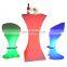 Plastic LED bar table party furniture LED bar counter night club led light bar stool furniture high cocktail table chair set