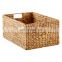 Wholesale supplier Amazon top seller handmade rectangular water hyacinth storage basket straw woven basket with handle