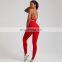 Wholesale Women Soft Breathable High Waist V Back Peach Hip Sports Leggings Shorts Thin Straps Bra Top 2 / 3 Piece Yoga Suit Set