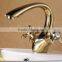 brass dual gold handle basin faucet