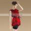 Long Style 2015 Winter Elegant Red Color Lady Real Raccoon Fur Vest With Belt