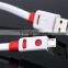 Hot sale usb2.0 and micro usb 5 pin connector flat charging sync data cable for universal samsung phones