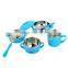 tableware wholesale stainless steel color bowls set with fork spoon and plastick lid for kids