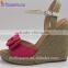 Custom made satin material ladies wedge sandals
