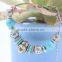 Handmade Gypsy Tibet Silver Turquoise Stone Beads Vintage Antiqued Silver Gemstone Beads Mesh Ball Bracelet2016New Intrend style
