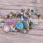 Gold Plated Sun Flower Agate Quartz Stone Connector Druzy Bracelet, Natural Amazon Stone Beaded Bracelets