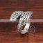 22MM Stainless steel vintafe antiqued silver snack ring fashion women adjustable ring steam punk jewelry 6240009