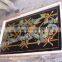 Black Rectangle Marble Inlay Table Top, Marble Inlay Center Tables, Rose Flower Deigns Inlaid Table Top