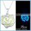 Summer Elegant Night Light Glow In Dark Luminous Rose Flower Pendant Necklace