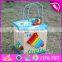 Multi-function 5 in 1 wooden toy activity cube for toddlers W11B136-S