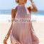 Guangzhou women clothes sleeveless choker neck summer beach dress