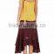 Customized Lady's Apparel Burgundy Sheer Striped Striped Silk Georgette Midi Skirt(DQM021S)