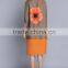 Latest design woman button flower printed crinkled dress