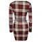 Wholesale bodycon slim pencil party dress design your own fashion checked dress