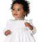 Silk Grace White Long Sleeve Embroidered Christening Handmade Smocked Bishop Ruffle Dress