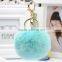 Myfur Fashion Design Factory Wholesale Rabbit Fur Plush Keychain Pom Pom Keychain With Gold Plated Key Holder