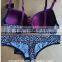Top selling sexy underwear fancy women black bra thong set