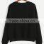Black Custom Gesture Printing Crewneck Sweatshirt Wholesale Women Crewneck Sweatshirt