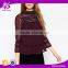 2016 Guangzhou Shandao OEM/ODM New Fashion Design Women Summer Casual 3/4 Sleeve Wine Red Lace Blouse Neck Designs Pictures