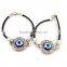 Alloy Evil Eye Rope Bracelet Rhinestone Crystal Round Turkish Lucky Eye Bracelet