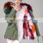 Hot Selling warm raccoon parka coat with fur hood snow real fur jackets