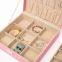 Square Large Capacity Fresh and Simple PU Flannel Jewelry Box Double-layer Portable High-end Princess Jewelry Storage Box