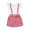 RTS  Pearl Sleeve Shirt And Suspender Pant Summer Clothes Baby Girls' Clothing Sets