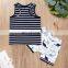 Baby Boys Girl's Sets 2020 Summer Striped Kids Tops + Print Dinosaurs Shorts 2Pcs Outfit Set
