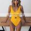 Buckle  white bodysuit Push up sexy bikini 2019 High cut one piece swimsuit female monokini Padded swimwear New bathing suit