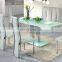 Dining room furniture stainless steel designs tempered glass top dining table coffee table glass top