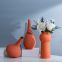 Elegant Simple Style Hand Made Large Orange Ceramic Flower Vase For Coffee Shop Decor