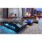 Modern LED Lighting Leather sofa u shaped set sectional sofas