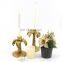 hot selling modern lucky large ornamental palm tree shape gold candleholder