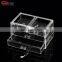 3 - ярусный прозрачный акриловый органайзер для косметики из пластика с ручкой и ящиками для хранения