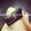 Large Capacity Genuine Leather Vintage Style Snap Button Brand Long Clutch Wallet Bag for Women and Girls