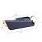 INS Metal Luxury Morandi Rectangular Cosmetics Decorative Tray With Gold Handles Hot Plates Home Decor