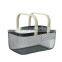 Manufacture Kitchen Home Big Size Black Metal Wire Iron Fruit Storage Basket Double Wood Handles