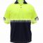 Fluorescent Yellow Black Hi Vis Safety Polo Shirt For Men Work Wear Shirts