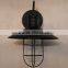 Black paint metal material wall light with glass lampshade