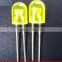 Yellow color diffused 5mm oval led lamp with stopper