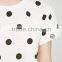 2015 Ladies All Over Polka Dot Print T Shirt for Women