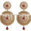 Indian Traditional Gold Tone Red Reverse AD Crystal Earrings For Women