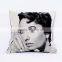 2016 hotsale 100% cotton wholesale printed portrait cushion, black and white jacquard cushion