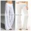 High waist solid color white women linen beach pants