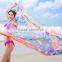 2015 Lastest Design Imitated Silk Large Flower Orange Beach Scarf