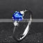 Fashion jewelry 18K gold inlaid natural sapphire ring water drop shape color gem girl